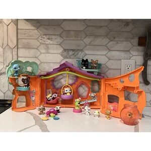 Littlest Pet Shop 2007 Orange Club Tree House Playset 15 Pets & Accessories +